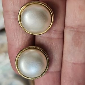 Vintage monet half pearl earrings